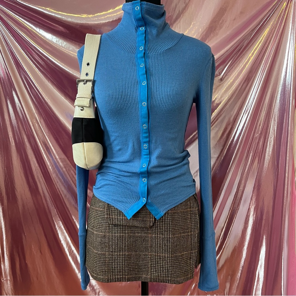 Urban Outfitters Out From Under blue ribbed turtleneck top